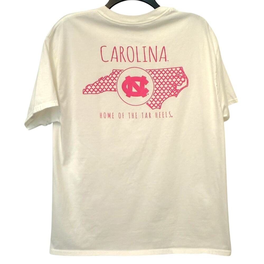 Hanes Beefy T Carolina Home of the Tarheels Pink White Large